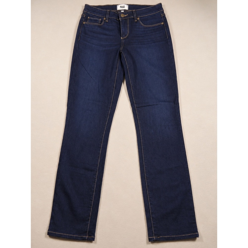 Paige Bootcut Jeans Women 27 Dark Indigo Mid Rise Denim Pants Flare Classic